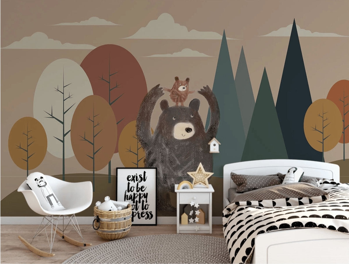 Brown bear children's wallpaper