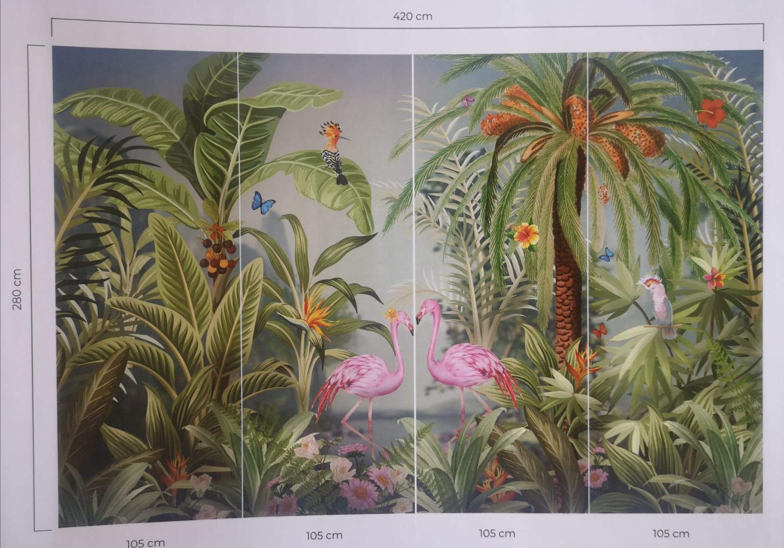 Papier peint Flamant rose & Jungle amazon - papier peint sur mesure francais - muralconcept