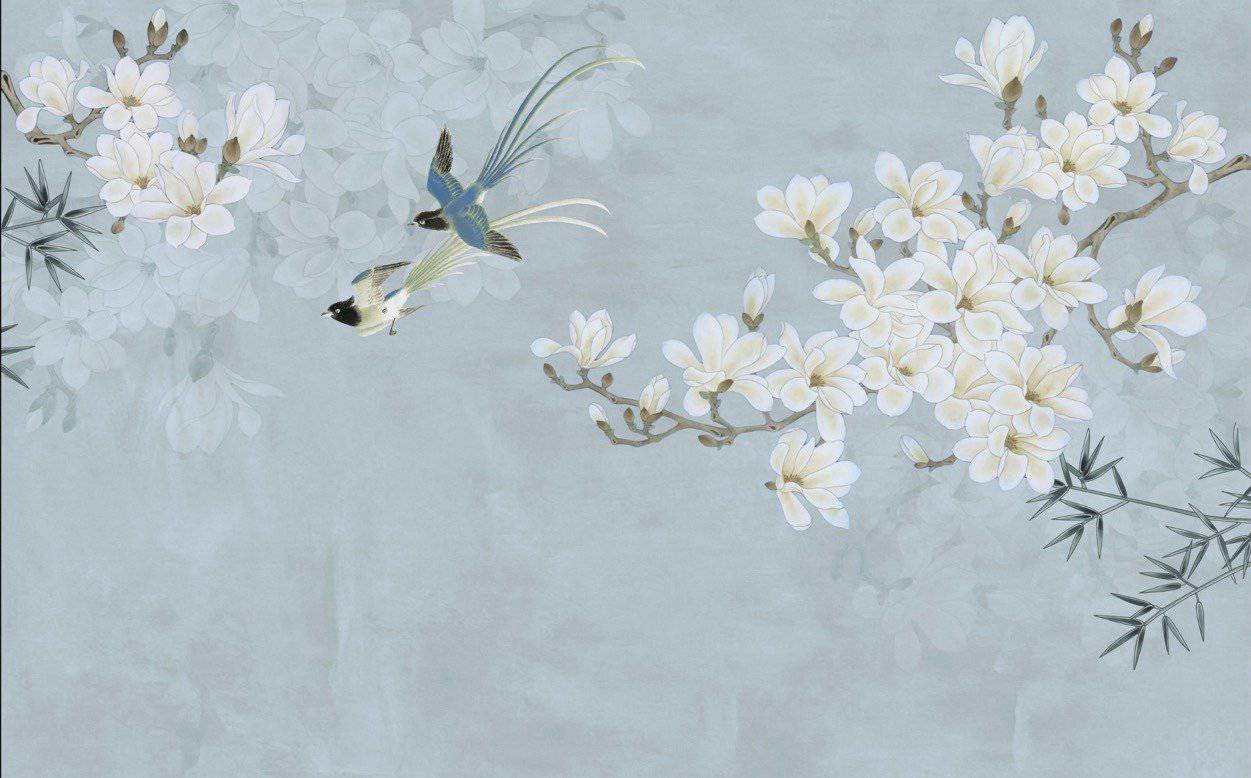 Papier peint Floral Bird - papier peint sur mesure francais - muralconcept