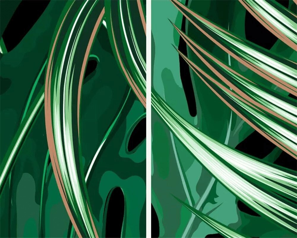 Papier peint intissé grandes feuilles vertes - papier peint sur mesure francais - muralconcept