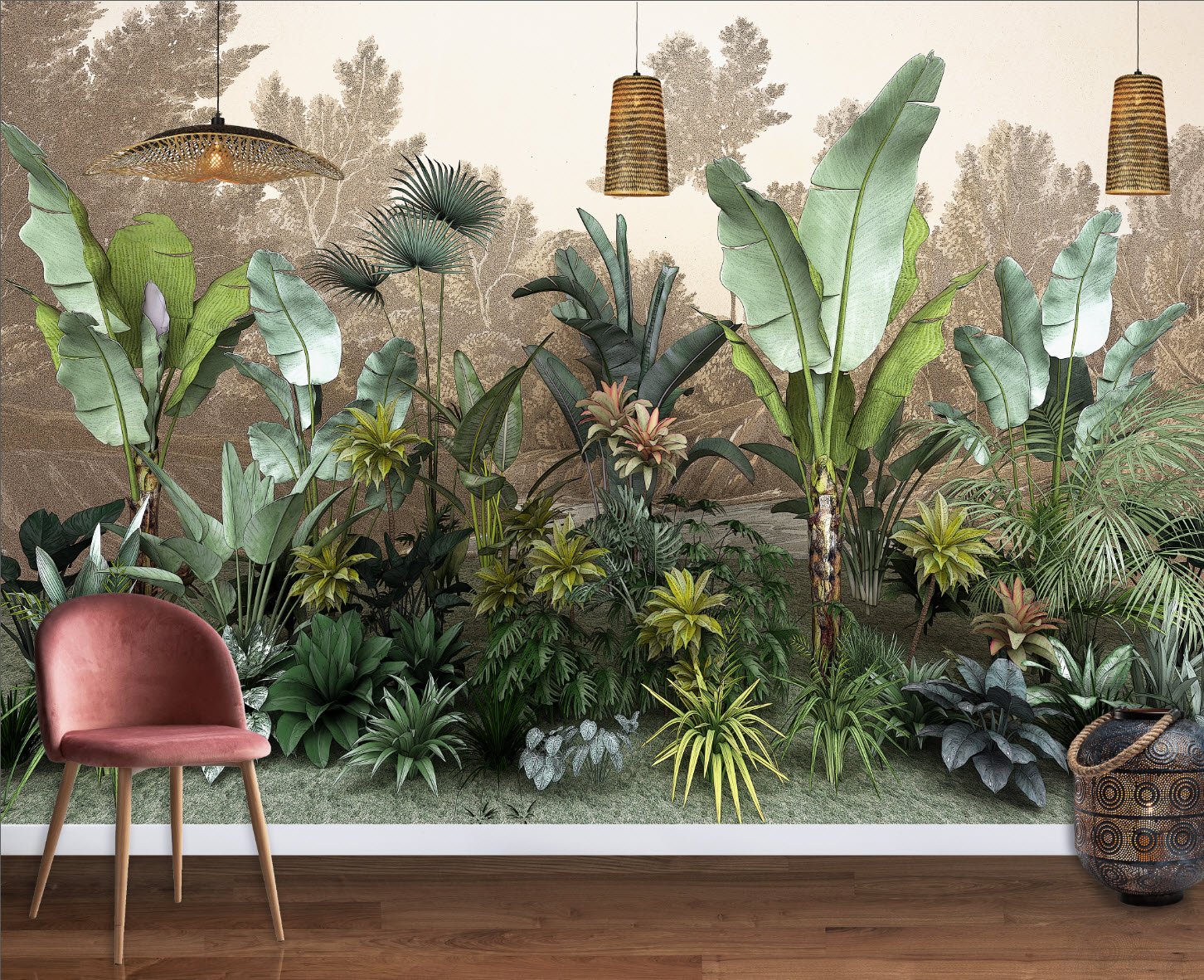 Papier peint Jungle tendance indonésia - papier peint sur mesure francais - muralconcept