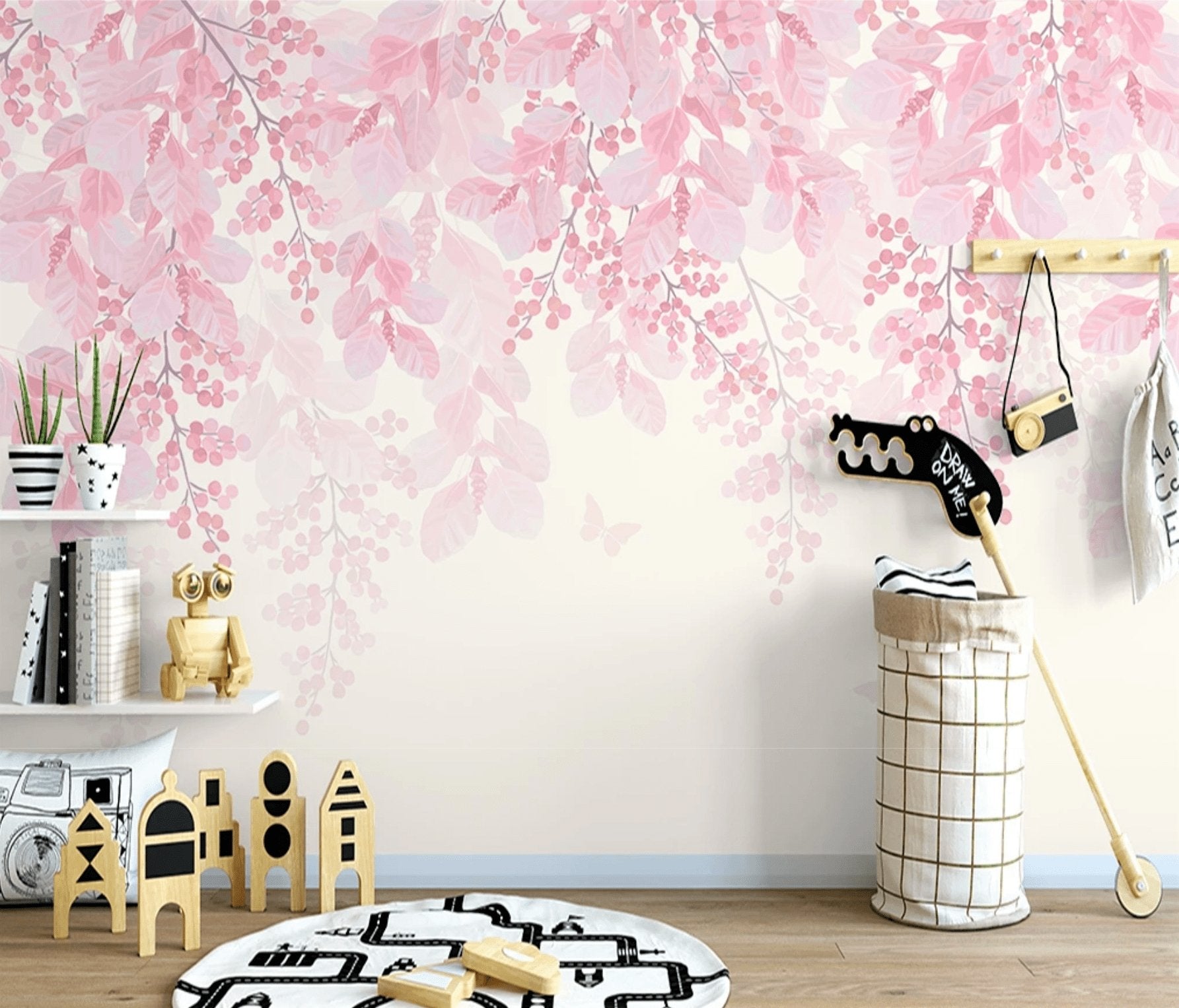 Papier peint panoramique blooming aquarelle - papier peint sur mesure francais - muralconcept