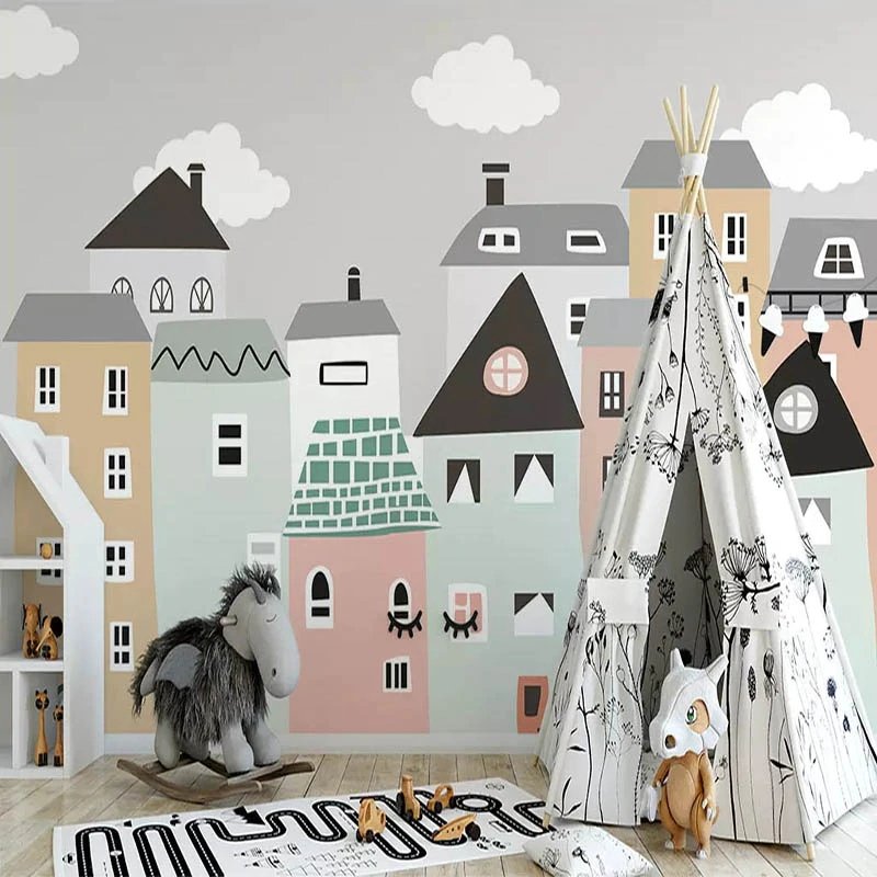 Papier peint panoramique city kids - papier peint sur mesure francais - muralconcept
