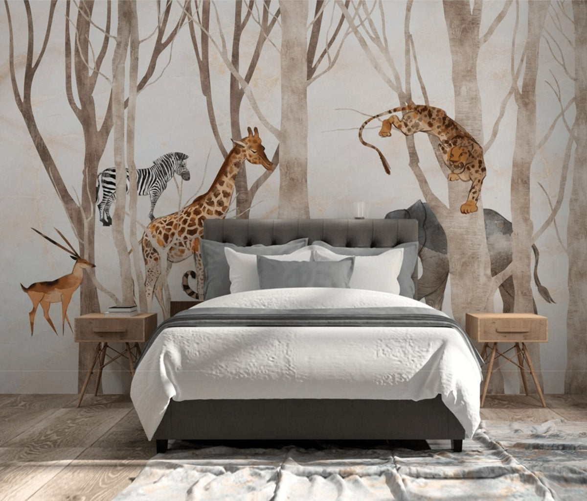 Jungle & forest animals panoramic wallpaper for children 