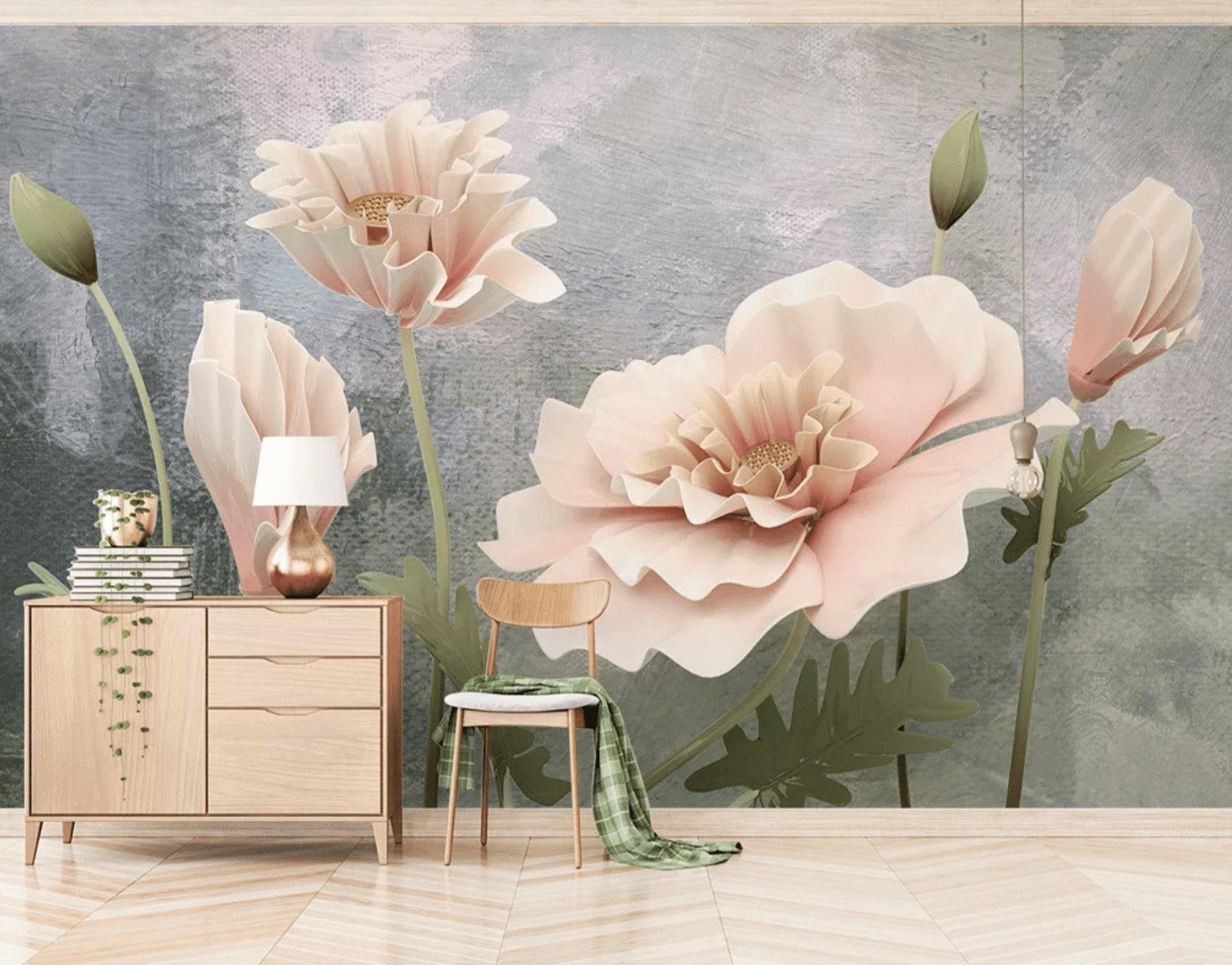 Papier peint panoramique Romantique Flower - papier peint sur mesure francais - muralconcept