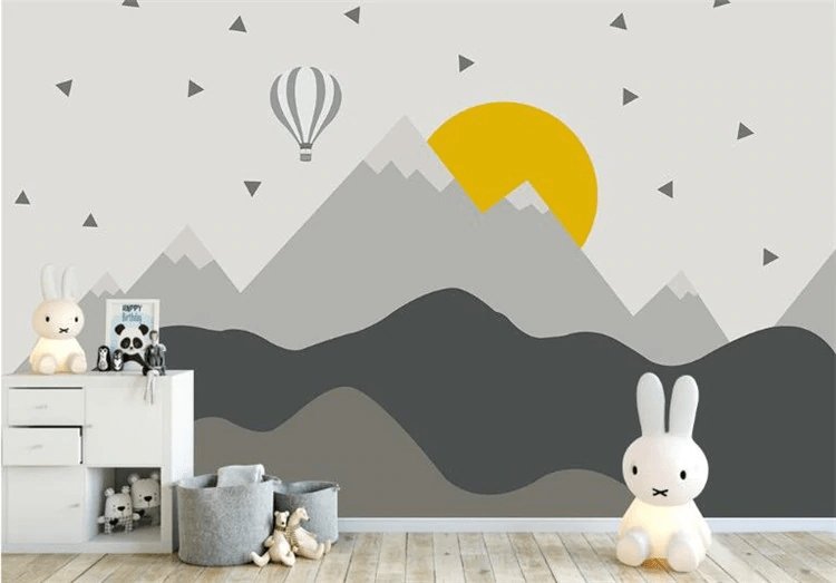Papier peint panoramique scandinave montagne kids - papier peint sur mesure francais - muralconcept
