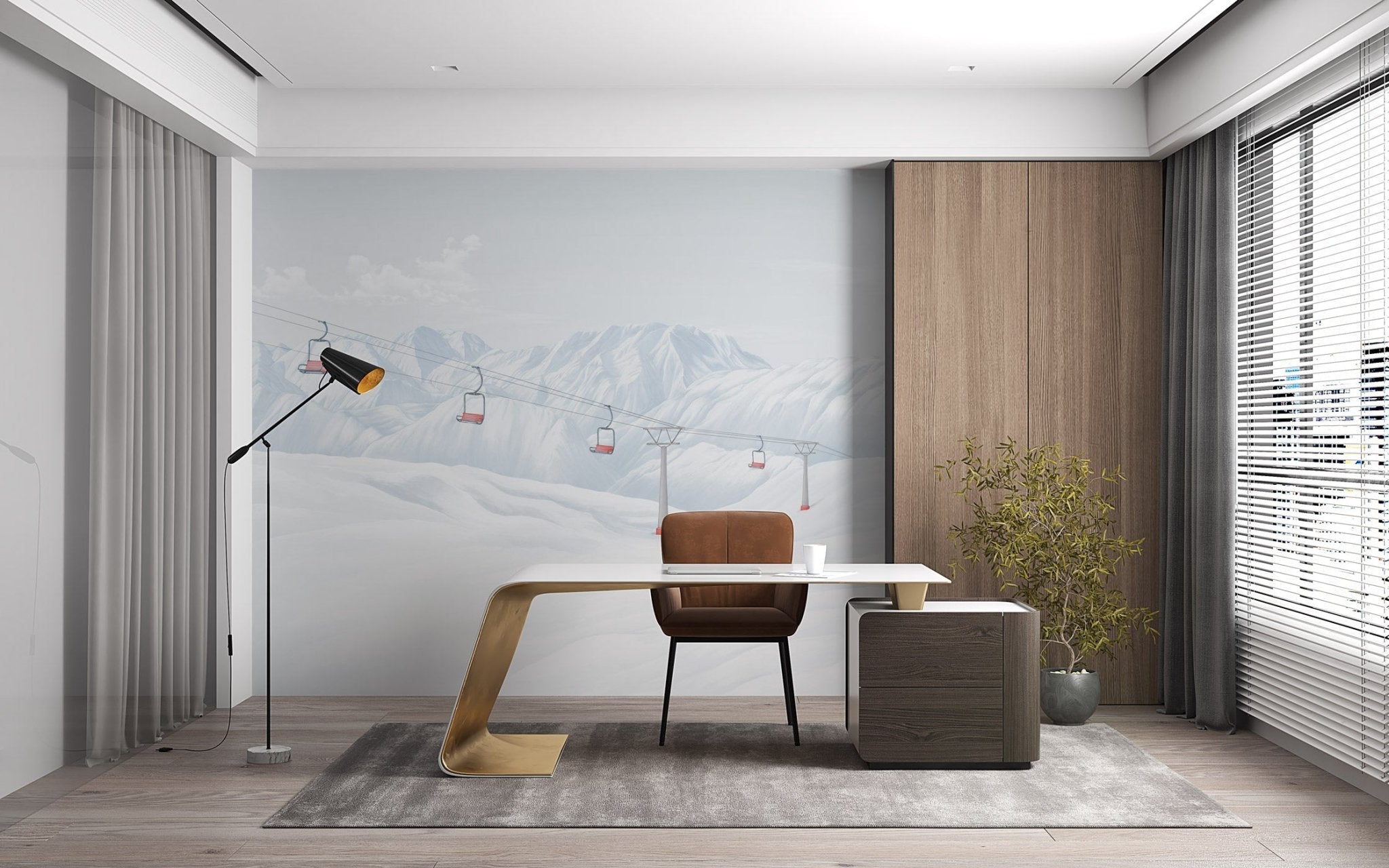 Papier peint panoramique Alpe Huez, mural concept, tendance