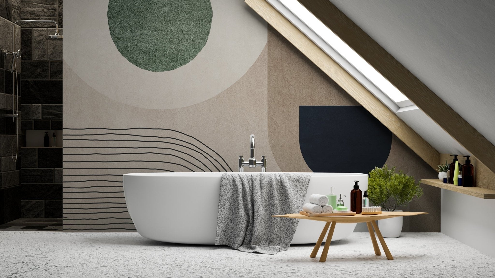 Papier peint arche esquisse géométrique, mural concept, tendance