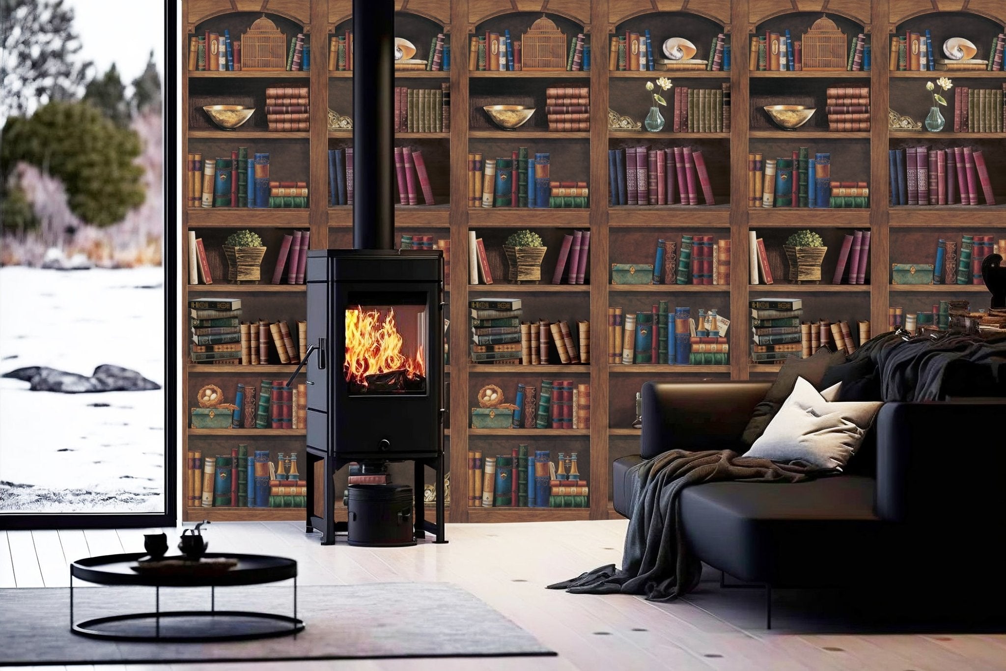 papier peint bibliothèque muralconcept sur mesure