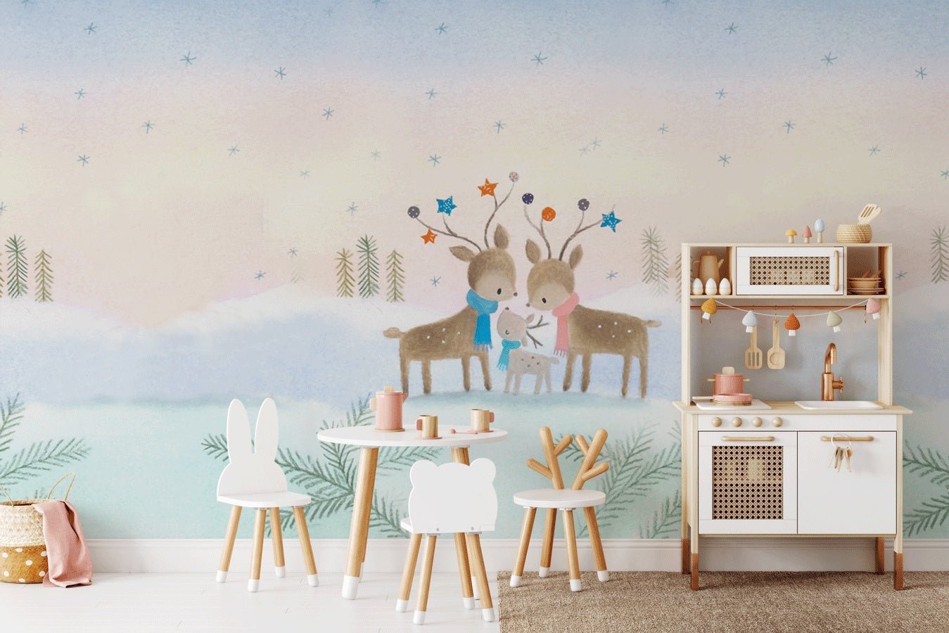 Papier peint chambre enfant biche féérique - Muralconceptpapier_peint_sur_mesure