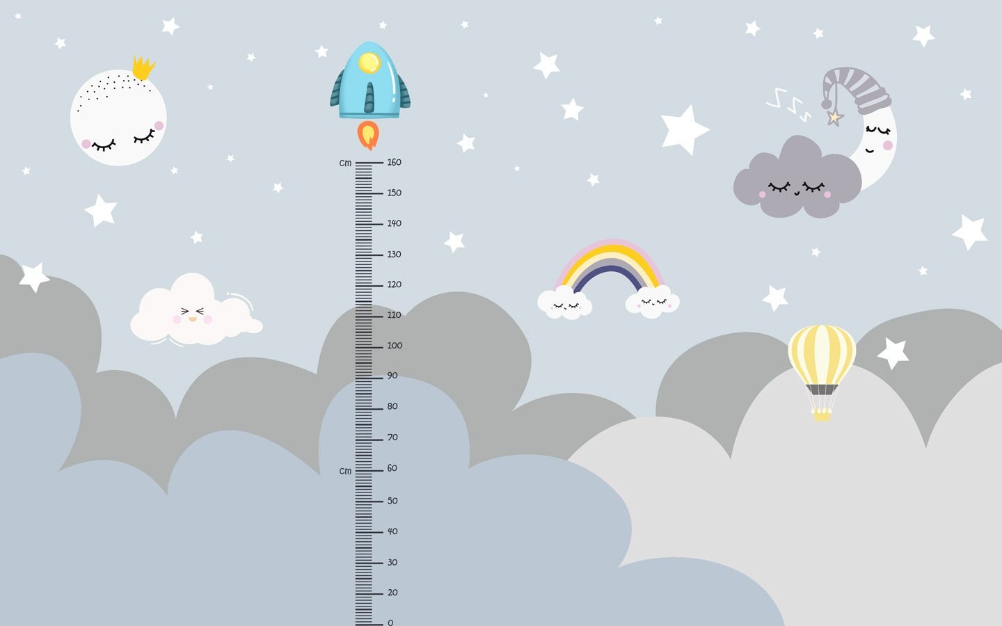 Papier peint chambre fille et toise - Muralconceptpapier_peint_sur_mesure