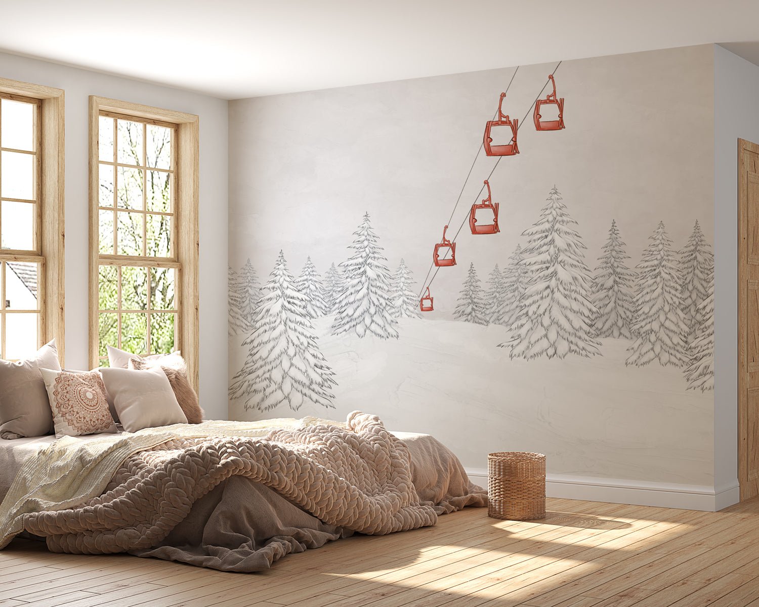 Papier peint montagne chalet deco rustique