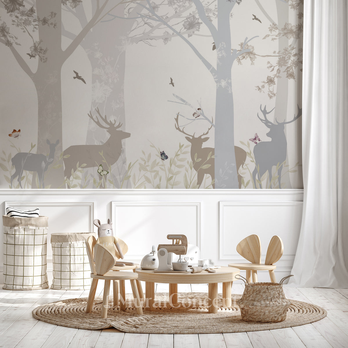 Children's wallpaper glade with deer