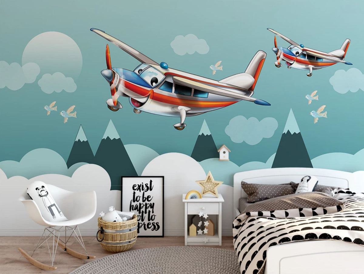 Papier peint enfant explorer en Avion