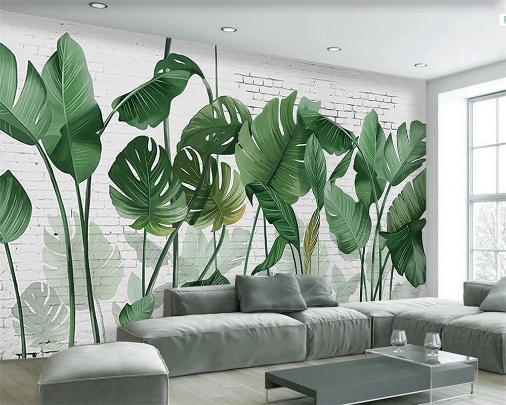 Vintage banana leaf wallpaper
