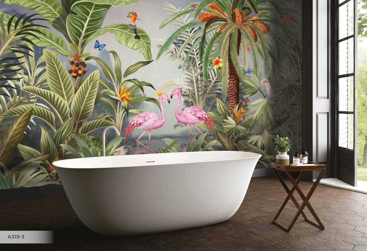 Pink Flamingo & Jungle wallpaper amazon