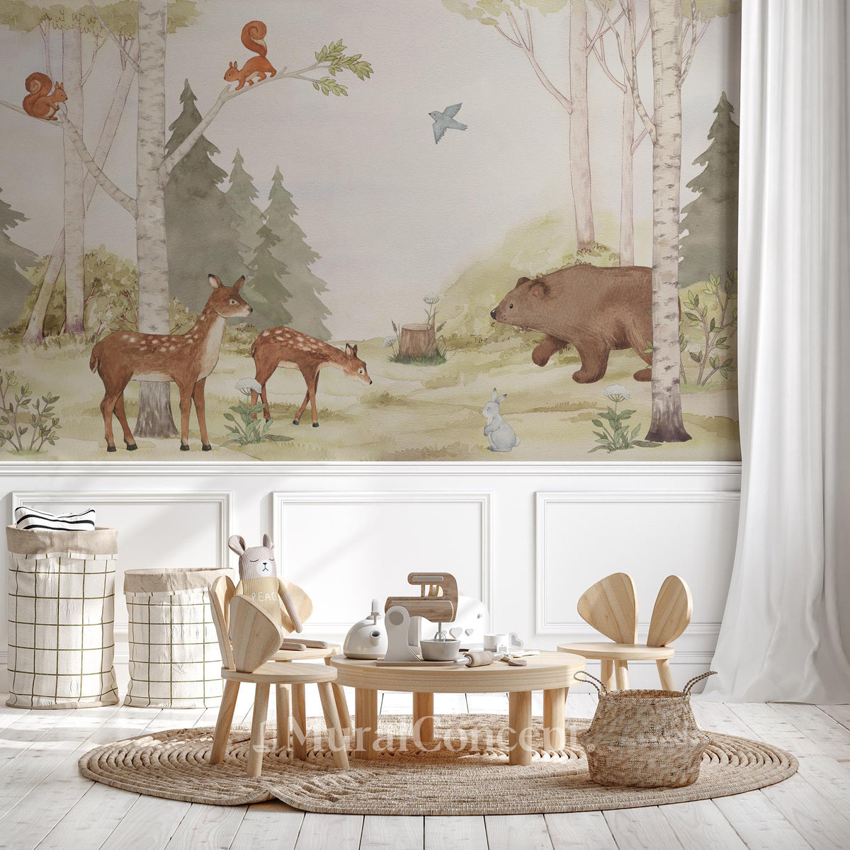 Enchanted forest wallpaper for children's room