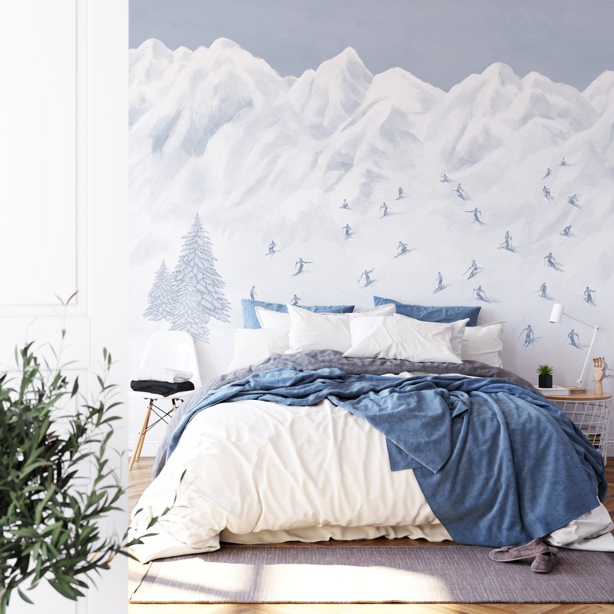 Blue skiers mountain wallpaper