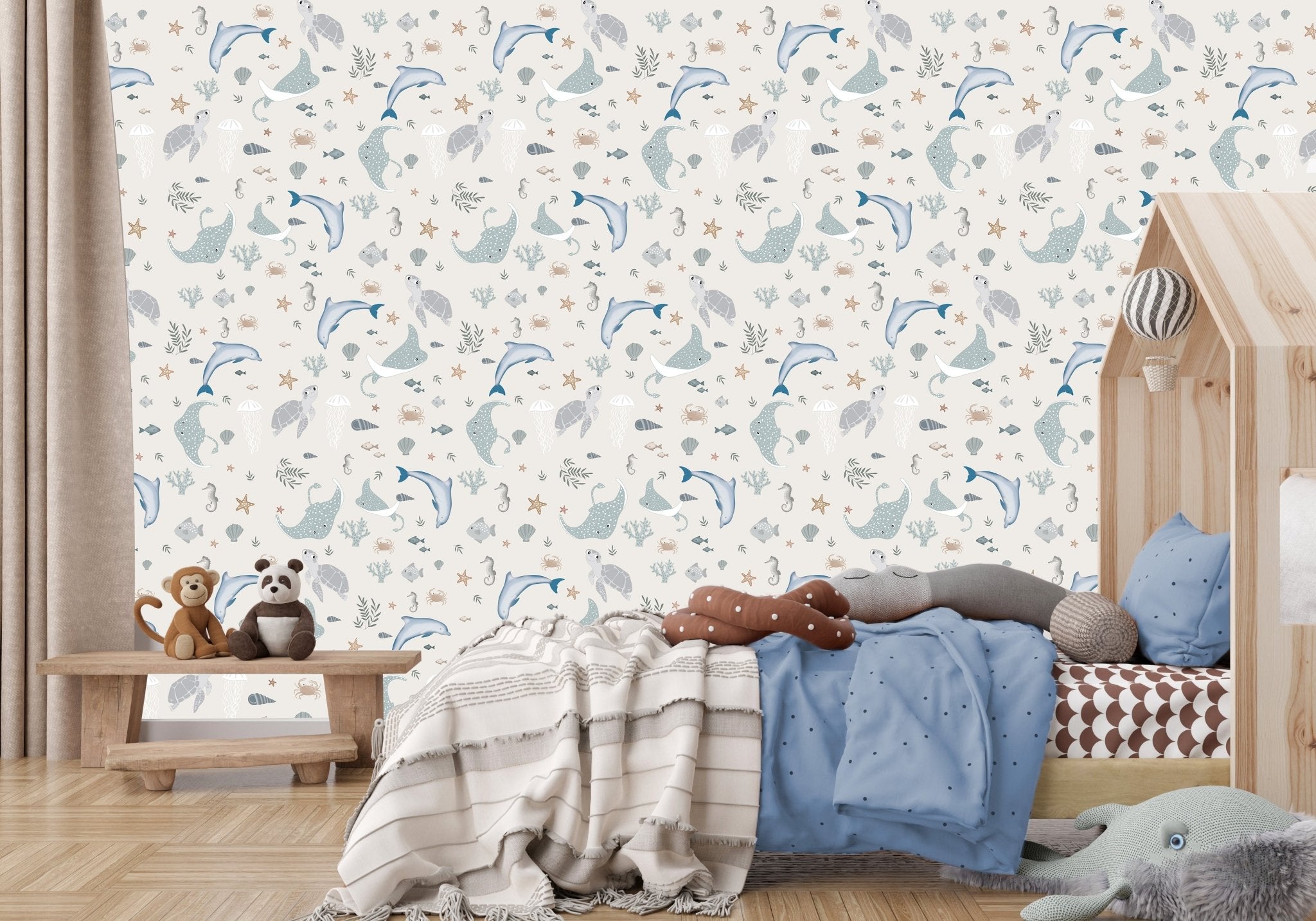 Papier peint motif océania beige, mural concept, tendance