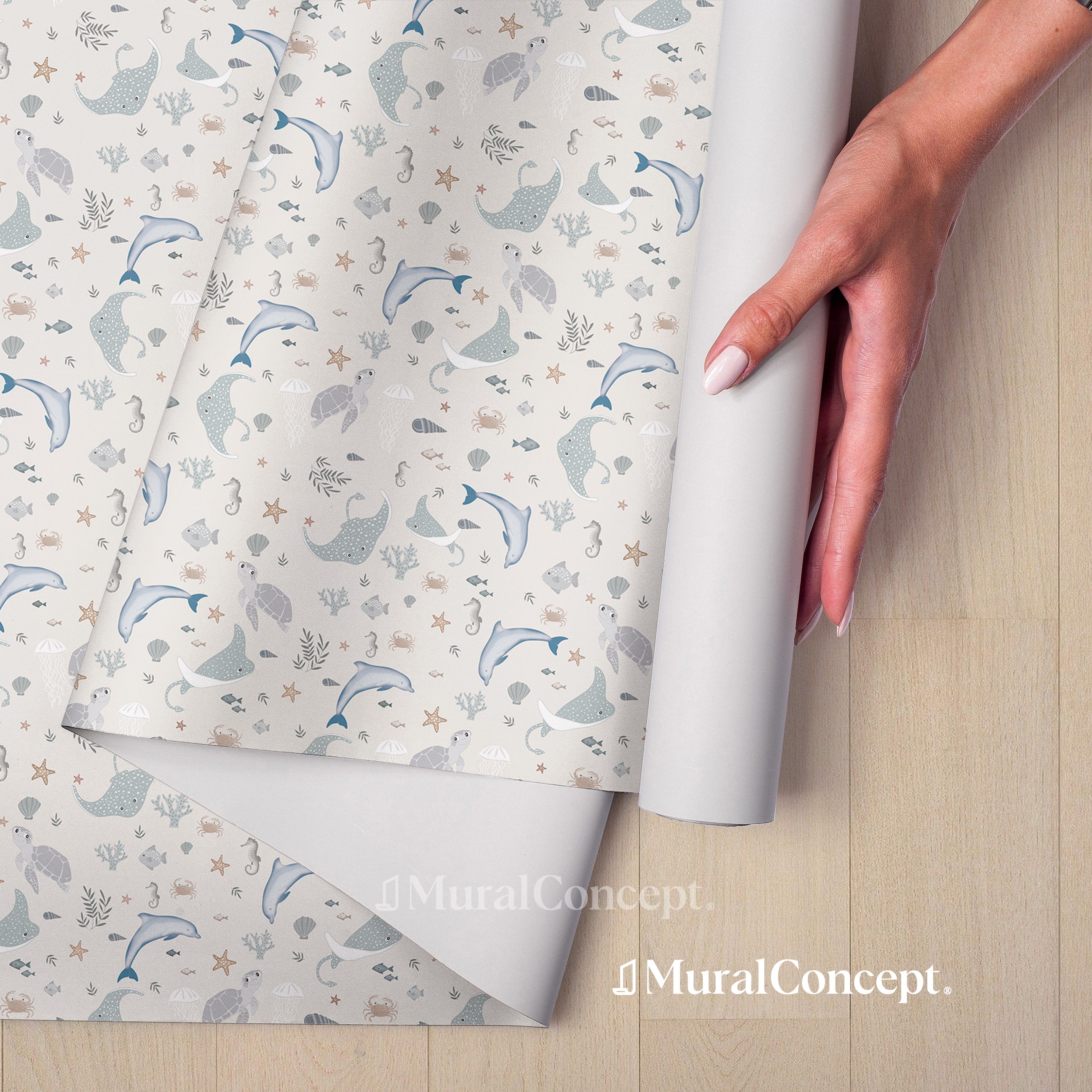 Papier peint motif océania beige - panoramique français