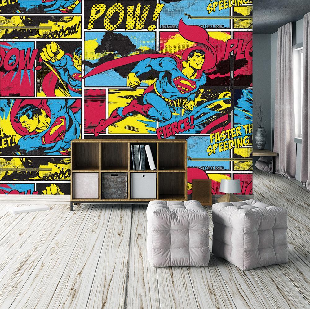 Colorful panoramic wallpaper hero superman comic book vintage adventure