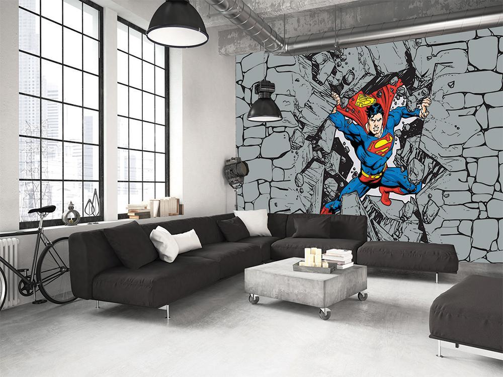 Wallpaper panoramic hero superman comic demolition force wall