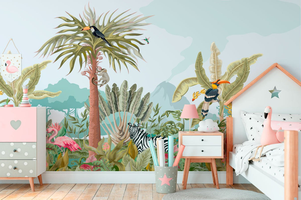 Jungle children's panoramic wallpaper