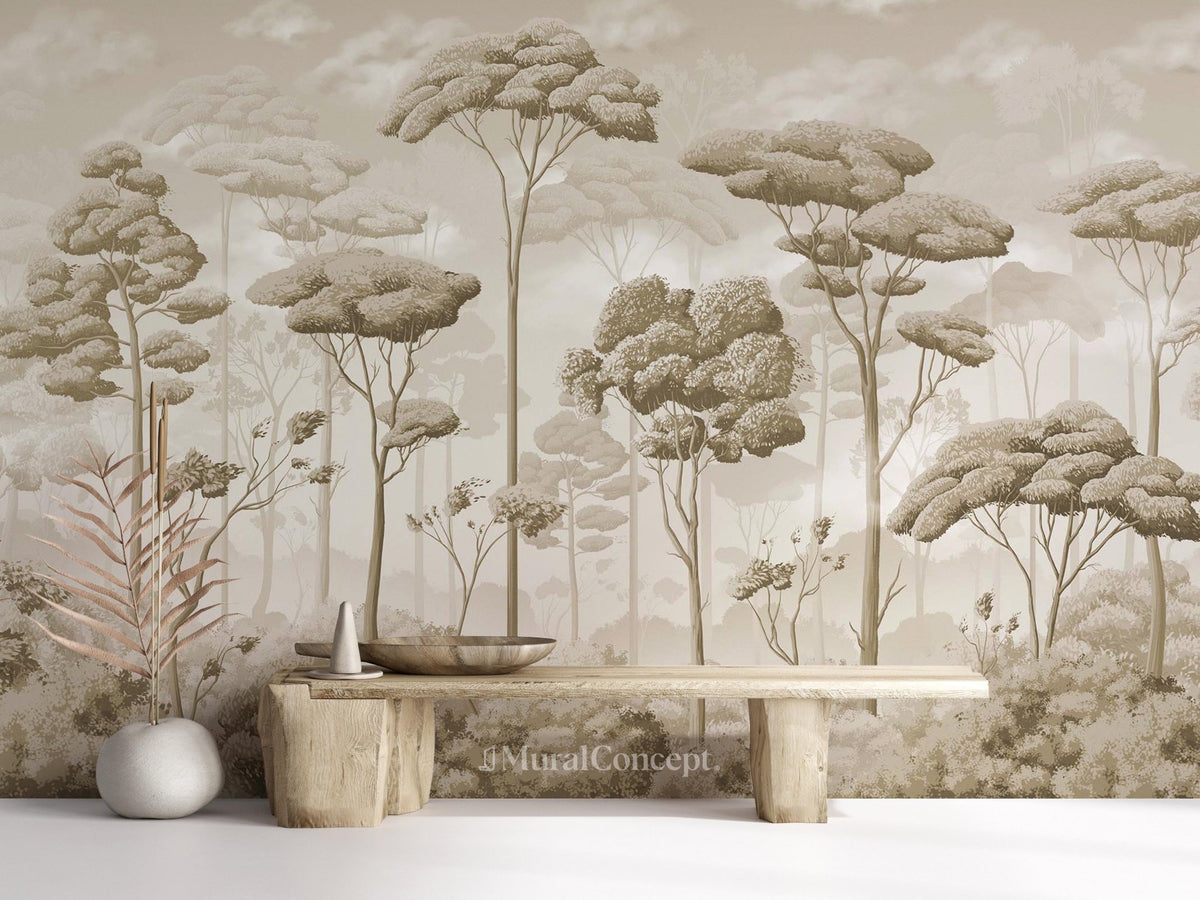 Sepia voluptuous pinewood panoramic wallpaper