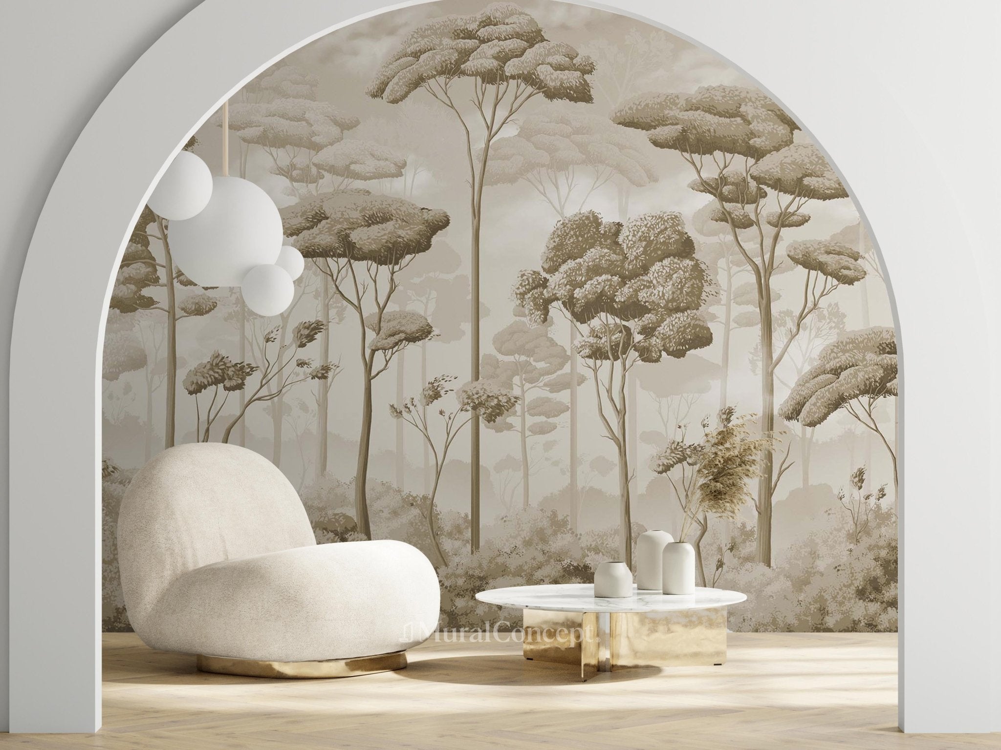 Papier peint panoramique pinède volupté sépia - panoramique français