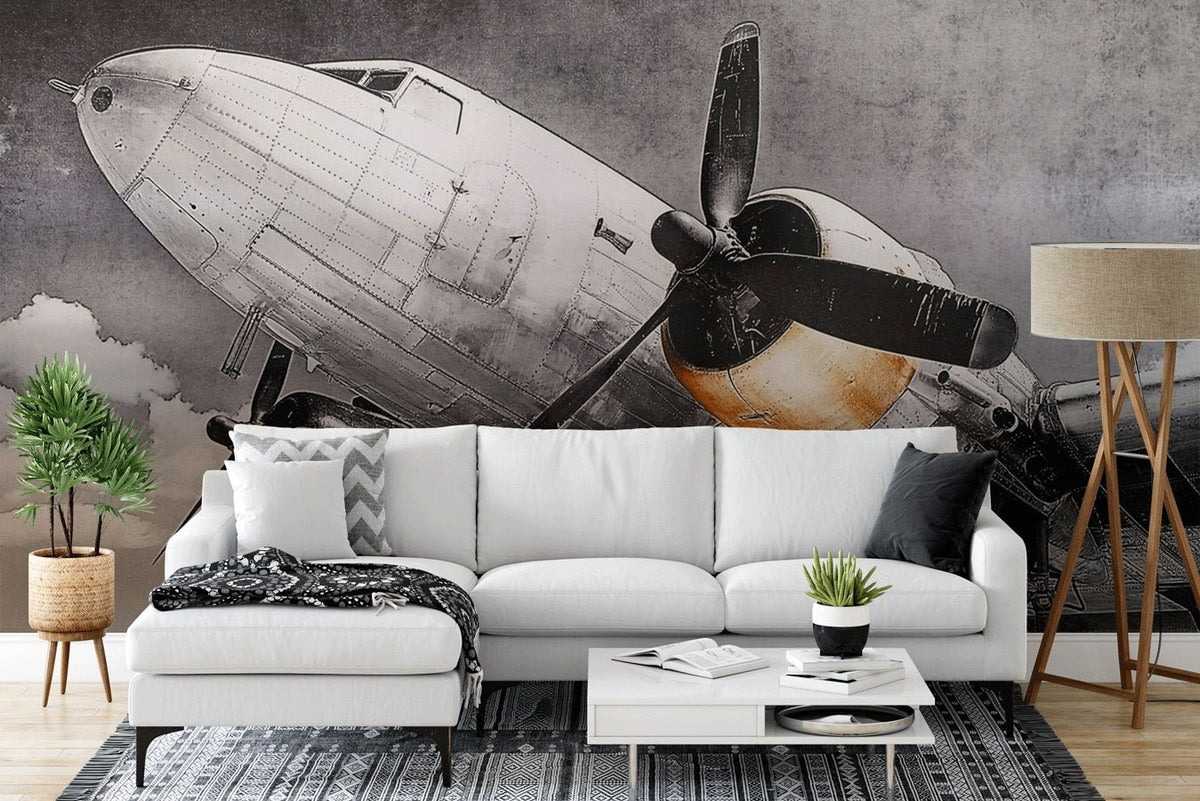 Realistic vintage aviation pilot wallpaper