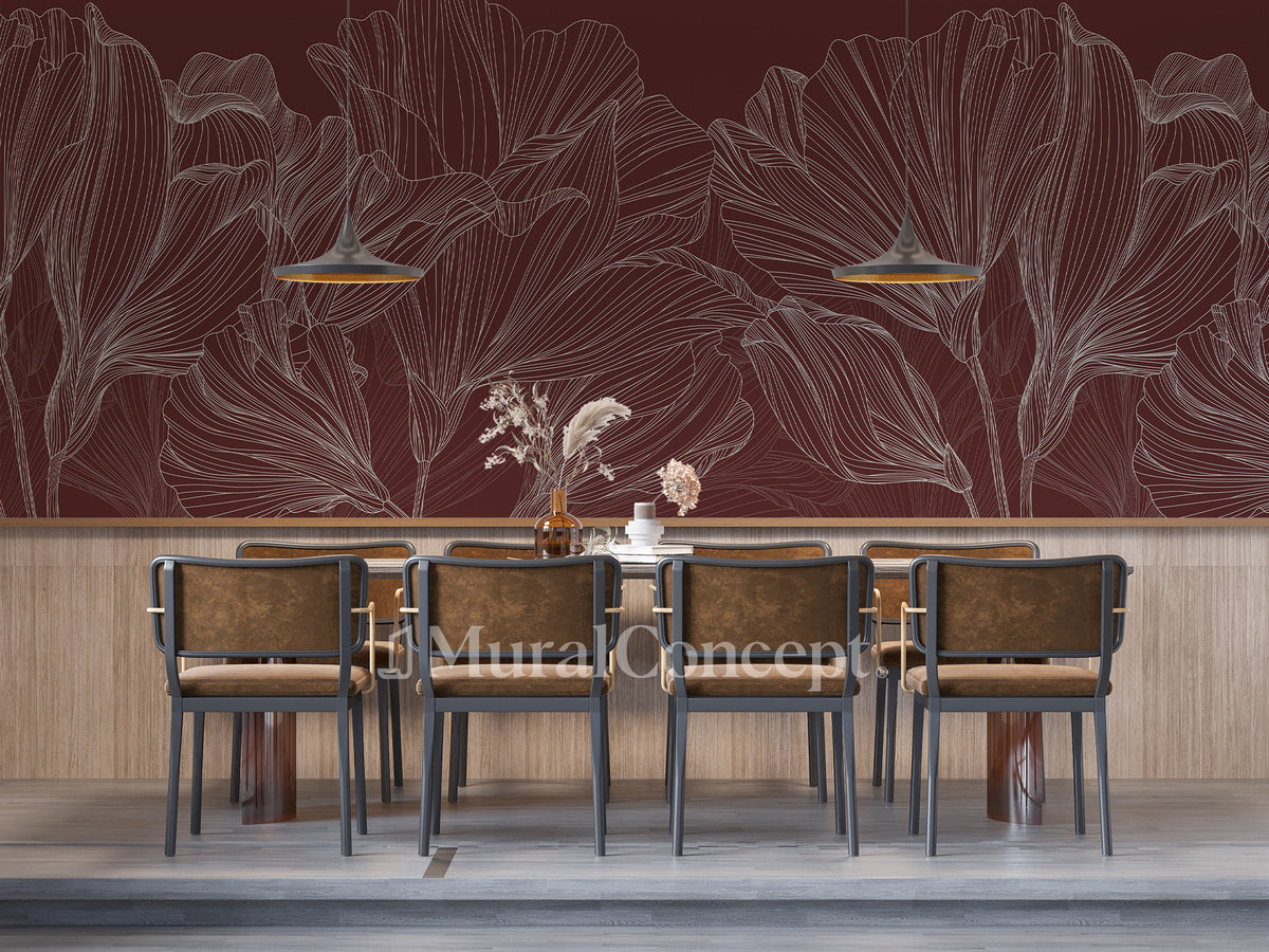 Wallpaper restaurant valse des fleurs bordeaux