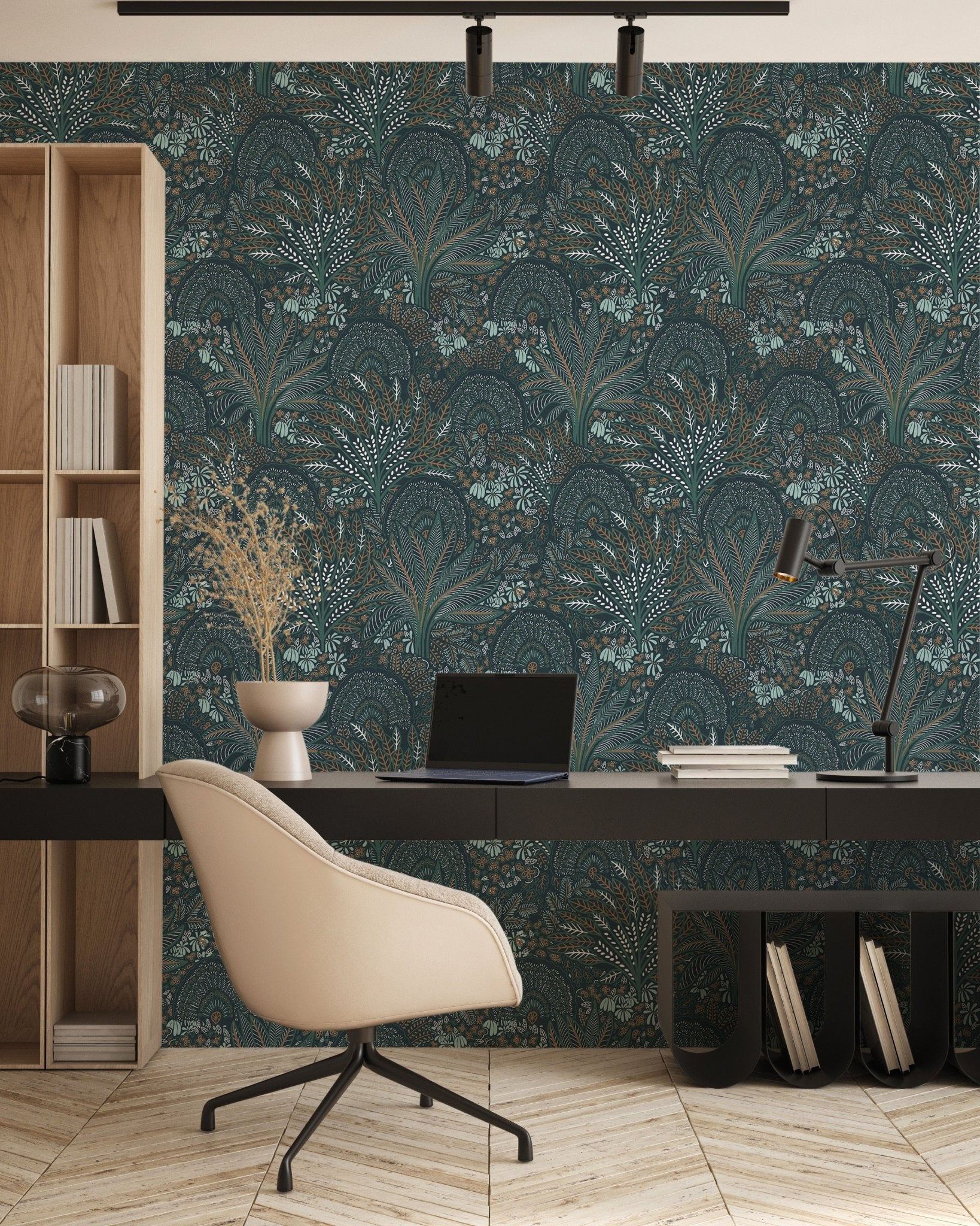 Papier peint roue du paon végétale, mural concept, tendance