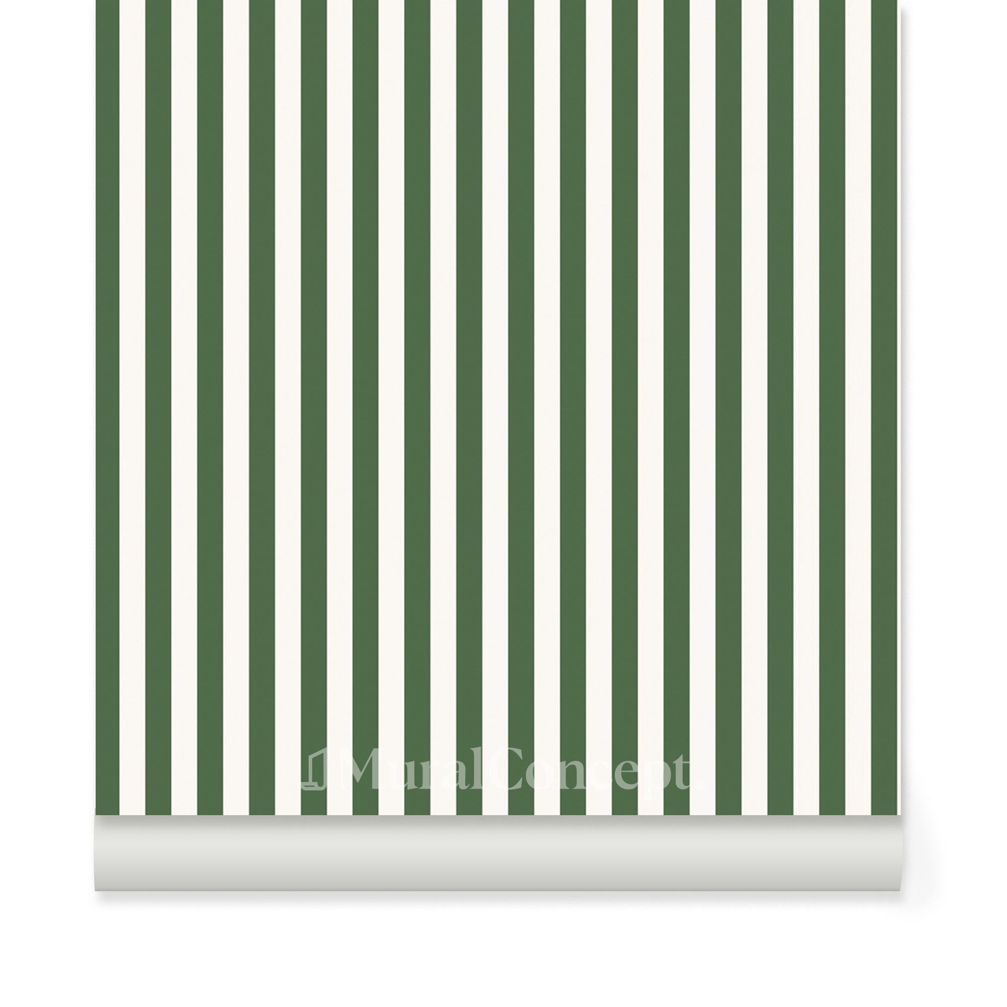 Papier peint rayure rétro vert jungle - panoramique français