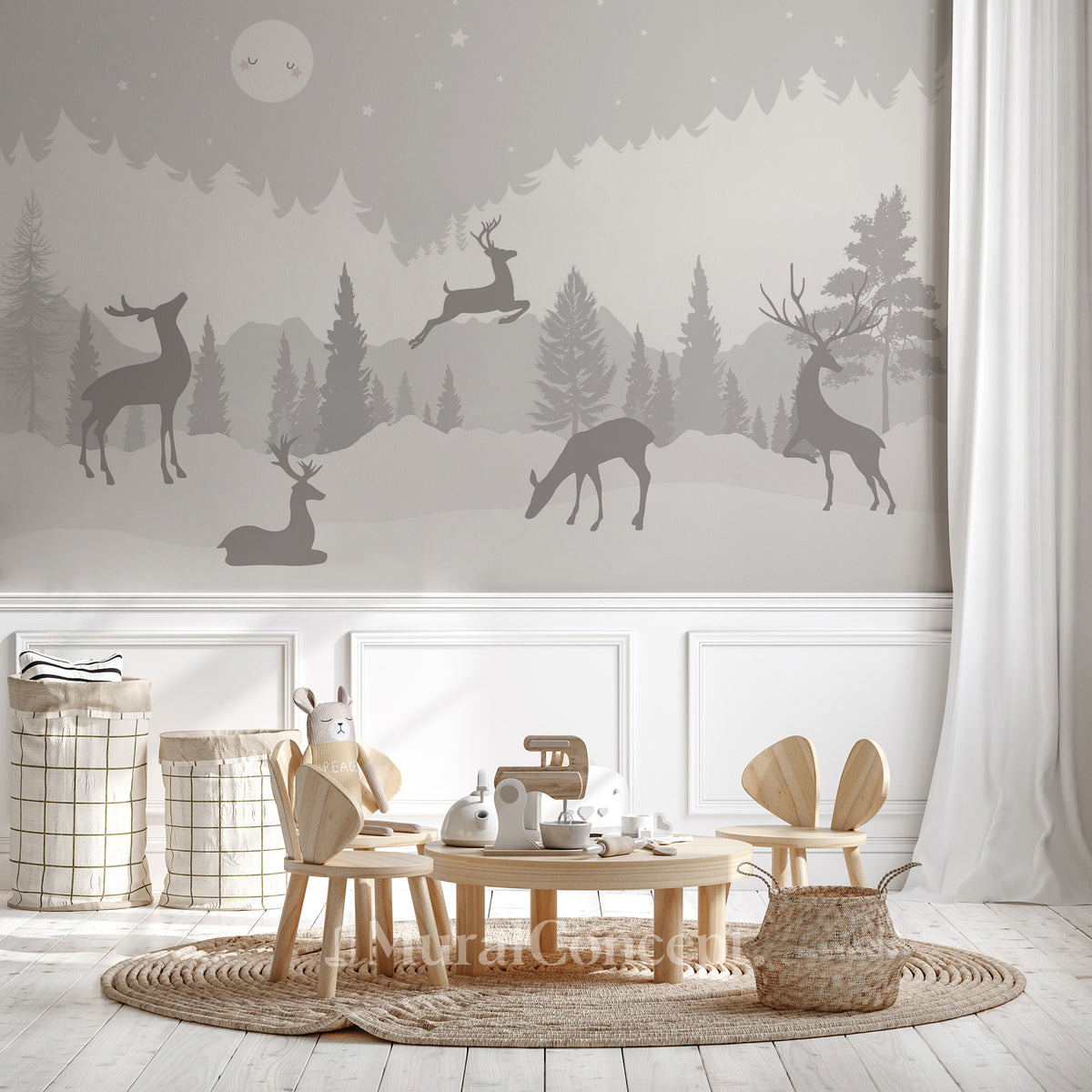 Children's bedroom wallpaper deer dance