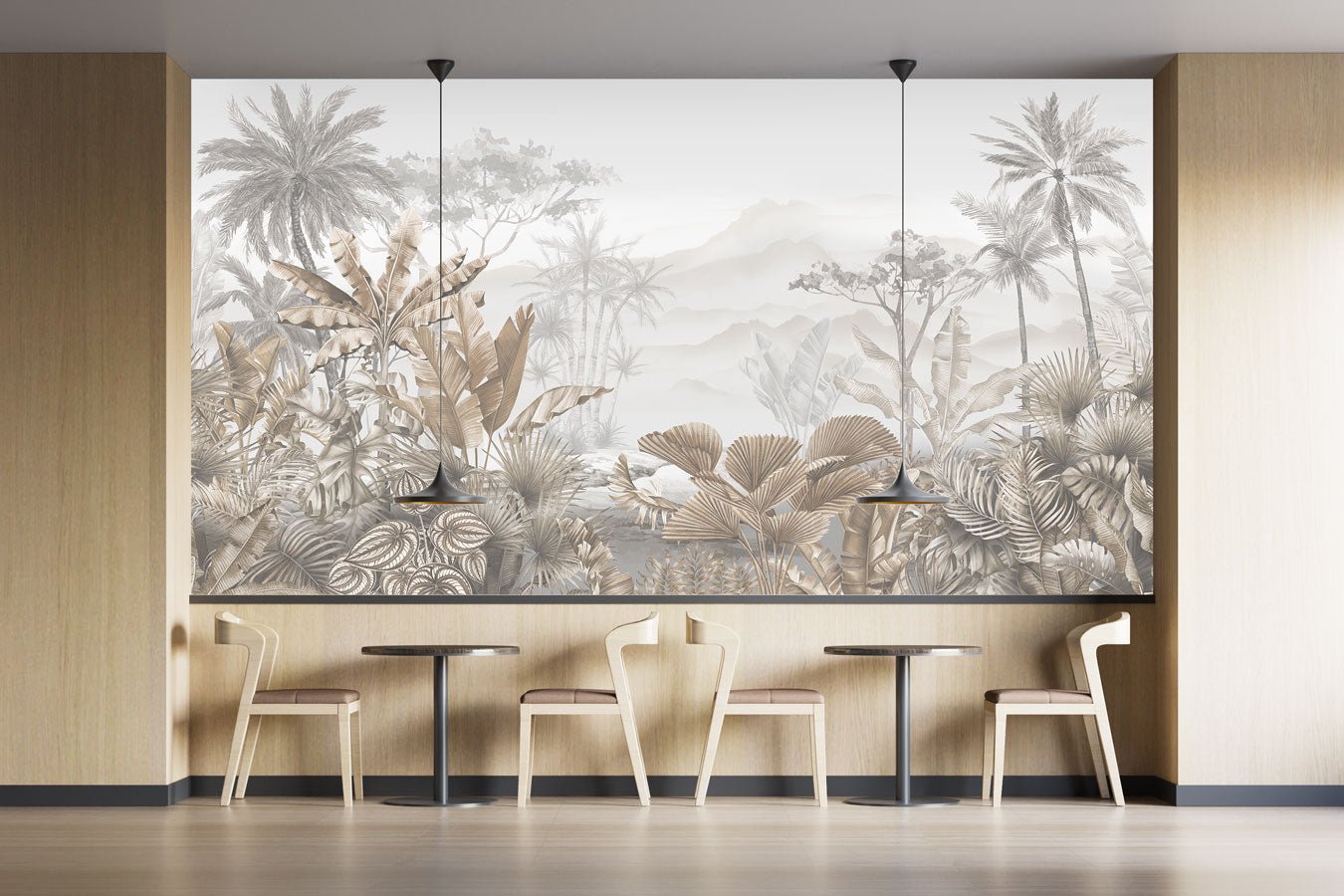 Papier peint tendance tropical sepia - Muralconceptpapier_peint_sur_mesure