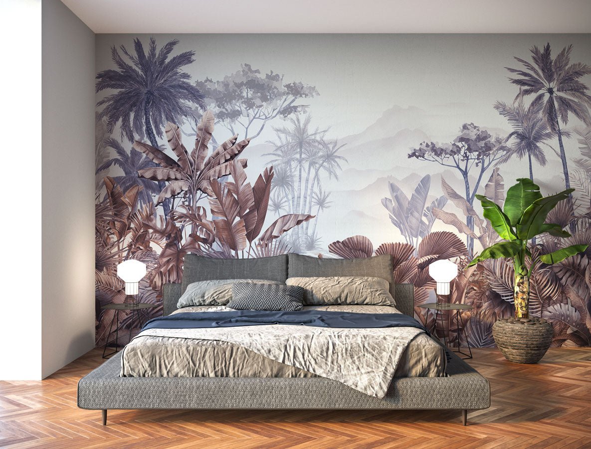 Papier peint tendance tropical violet - Muralconceptpapier_peint_sur_mesure
