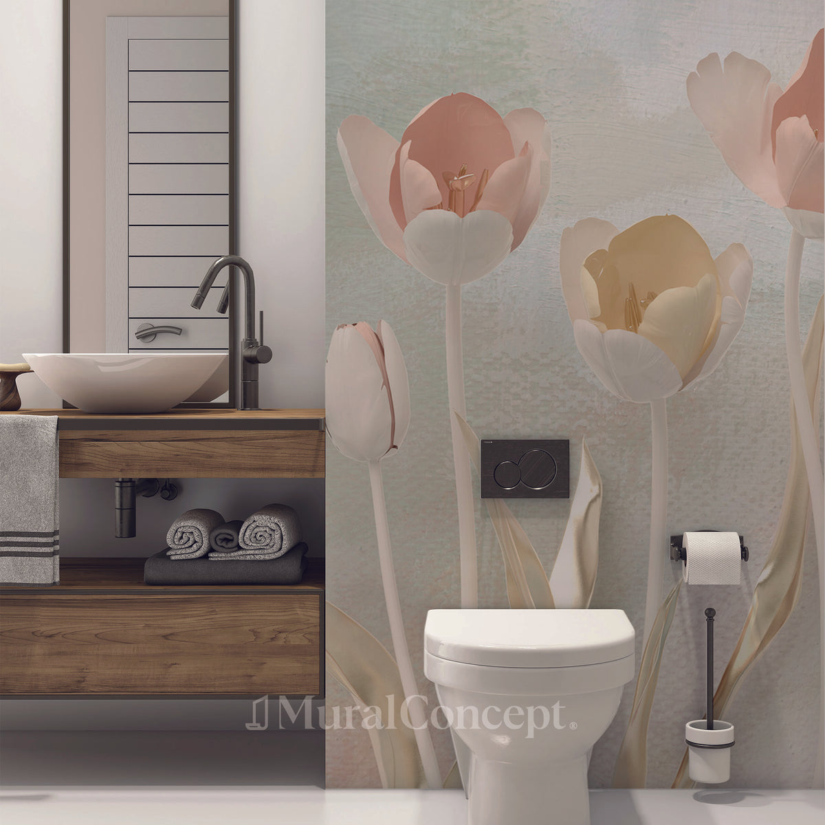 Tulip 3D Toilet Wallpaper