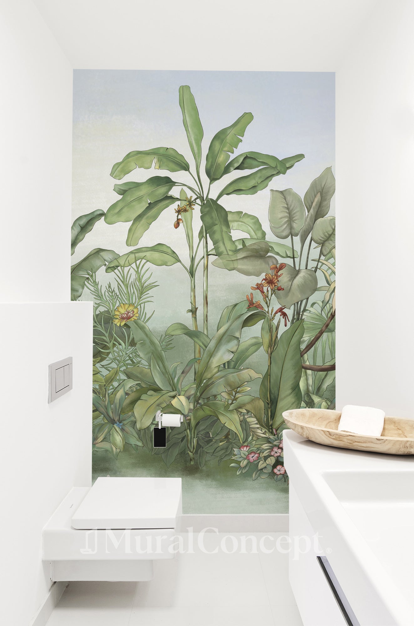 Papier peint toilette végétal botanic - décor mural sur mesure français