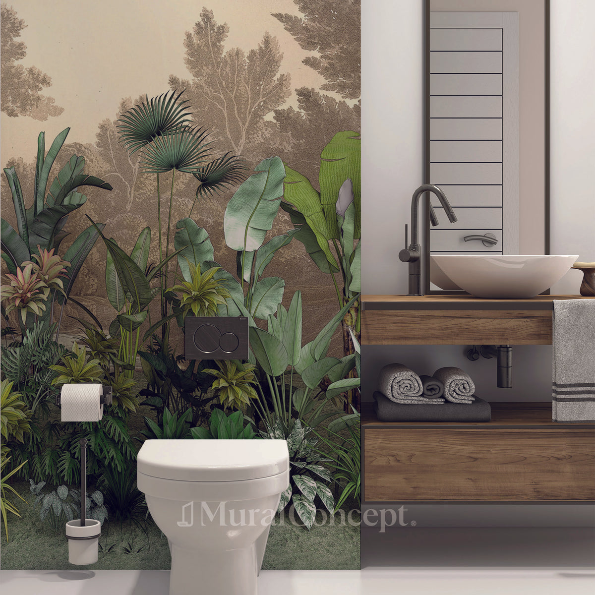 Jungle trend indonesia toilet wallpaper