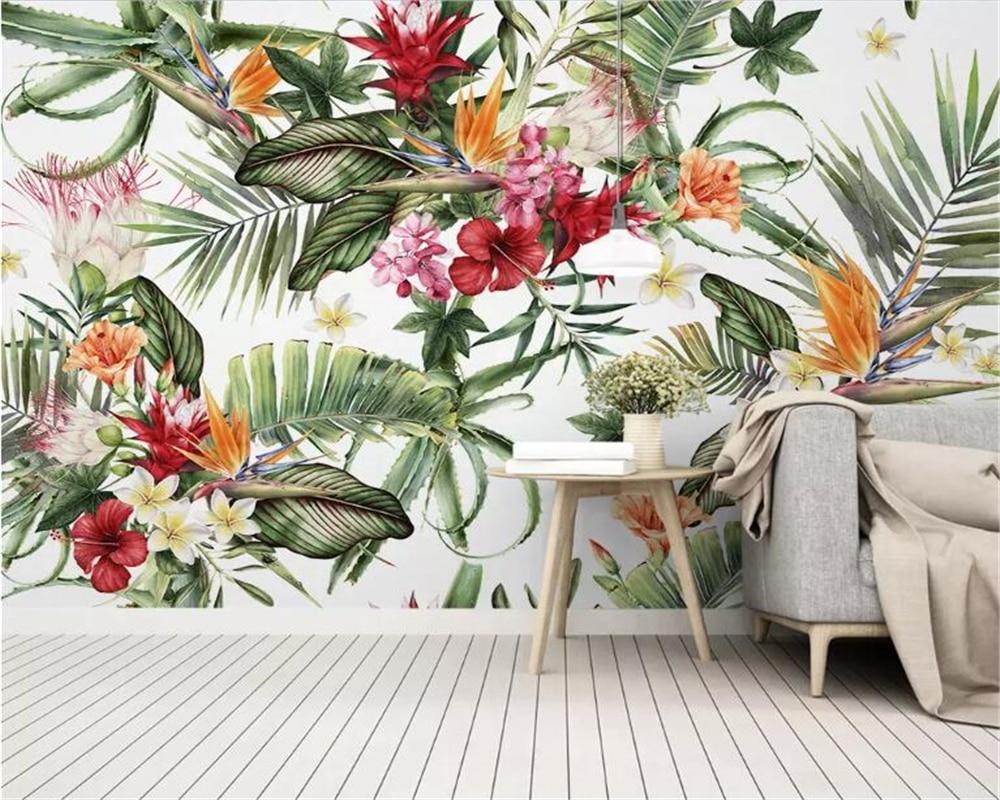 Papier peint tropical & Fleurs colorées - papier peint sur mesure francais - muralconcept