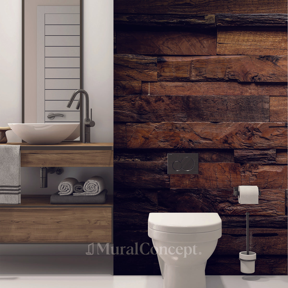 Aged Wood toilet wallpaper