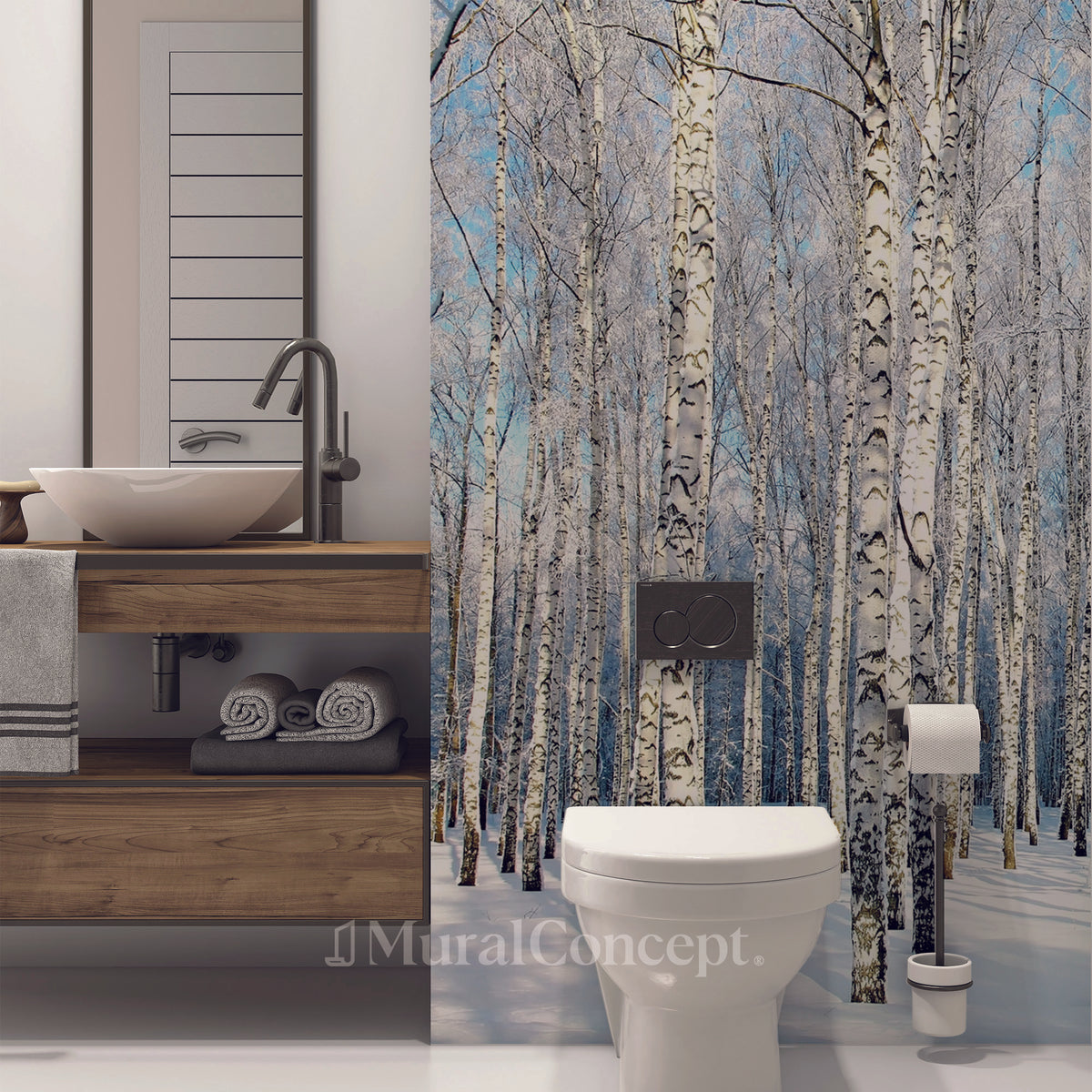 Birch Wood Forest toilet wallpaper