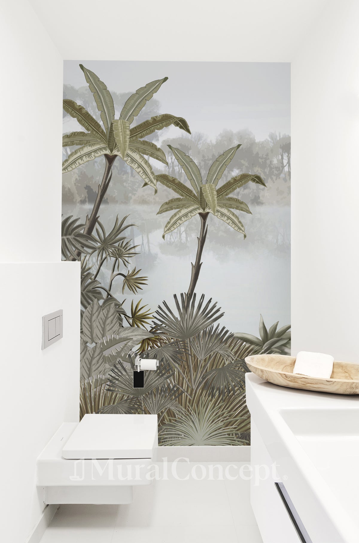 Papier peint wc jungle tendance peinture