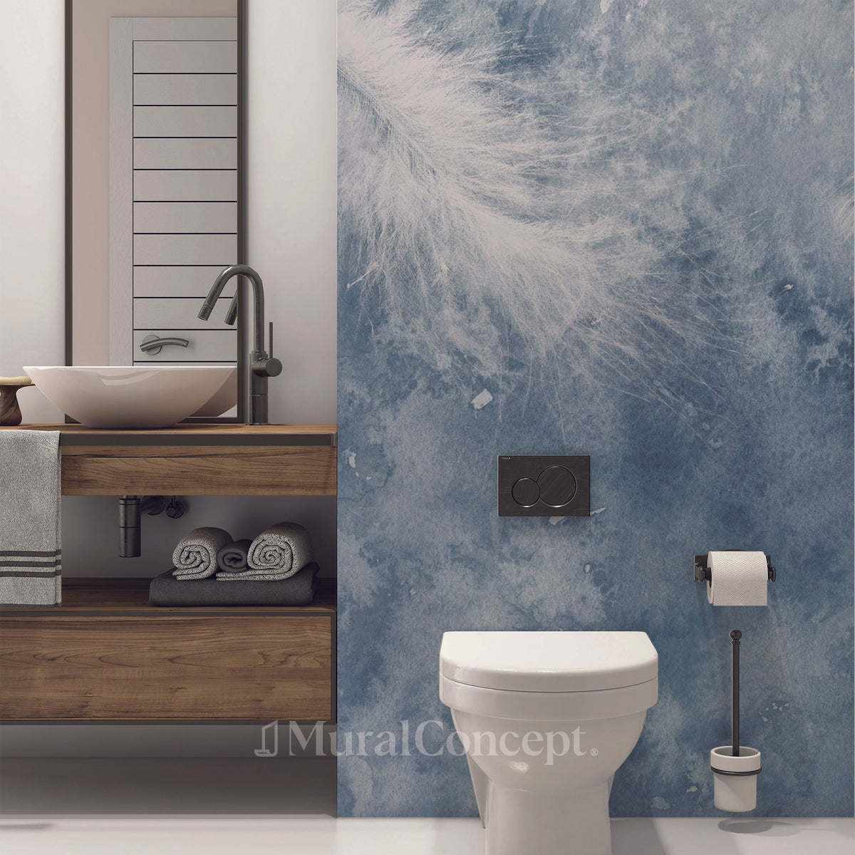 Plume Blanche toilet wallpaper