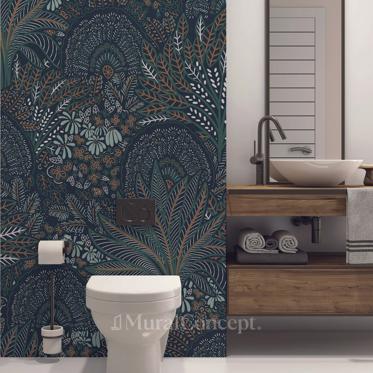 Vegetable peacock wheel toilet wallpaper